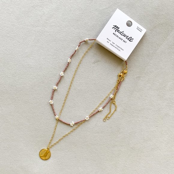 Madewell Floral Beaded and Coin Necklace Set